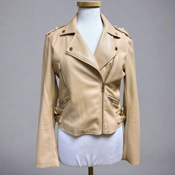 Generation Love tan vegan leather moto jacket, size S - Picture 1 of 3